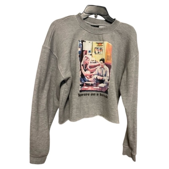 FRIENDS Tops - FRIENDS (TV Show) Women’s Gray Crop Rachel & Chandler Sweatshirt-Size L